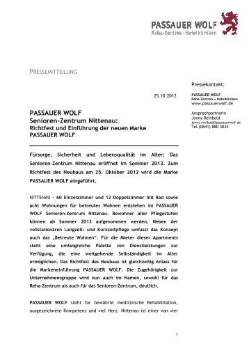 Senioren-Zentrum Nittenau Richtfest und ... - Passauer Wolf