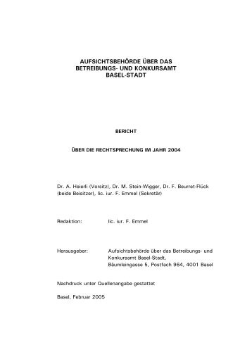 Bericht für das Jahr 2004 - Gerichte - Kanton Basel-Stadt