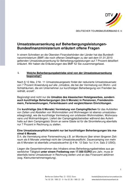 Umsatzsteuersenkung auf Beherbergungsleistungen ... - List