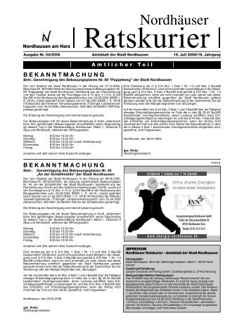 Amtsblatt „Nordhäuser Ratskurier“ Nr. 2006/4 - Stadt Nordhausen