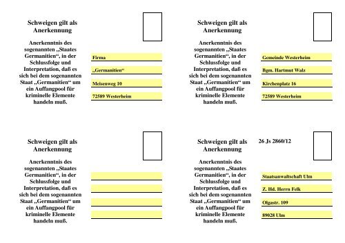 Schweigen gilt als Anerkennung Schweigen gilt als ... - Geratop.de