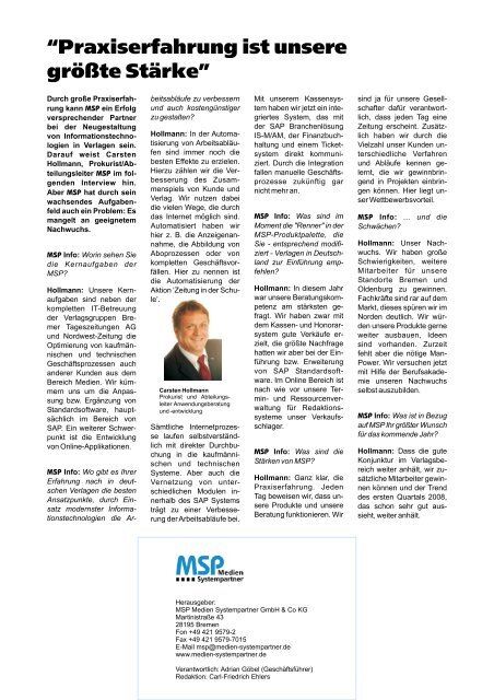 MSP Info Nr. 1 - Ausgabe Dezember 2007 (pdf - MSP Medien ...