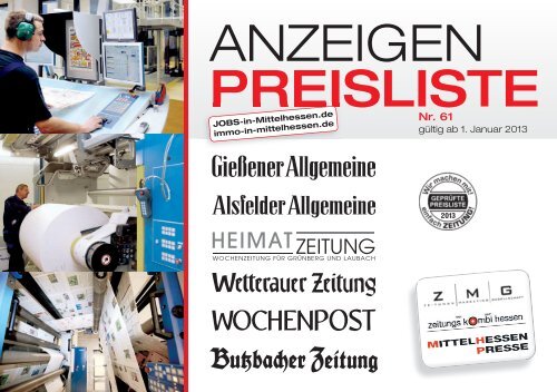 Media-Daten/Preisliste 2013 [PDF-Format, 7 MB - Wetterauer Zeitung