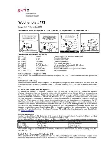 Wochenblatt 473 - Gymnasium Oberaargau