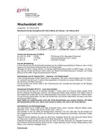 Wochenblatt 451 - Gymnasium Oberaargau