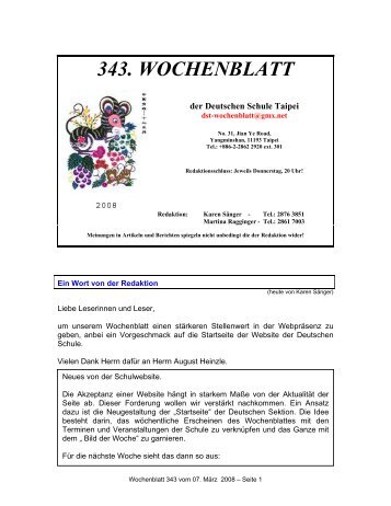 343. WOCHENBLATT - Deutsche Schule Taipei