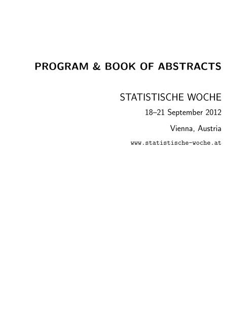 Program Book Of Abstracts Statistische Woche