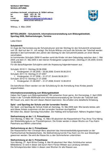 Elternbrief März 2009 - Schule Wittnau