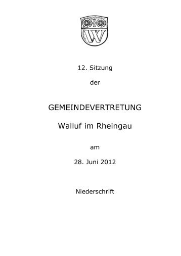 GEMEINDEVERTRETUNG Walluf im Rheingau