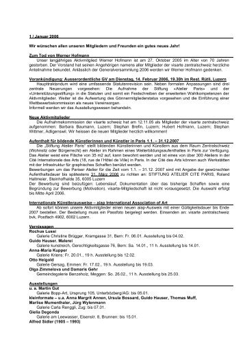 agenda | januar 2006 (pdf) - visarte-zentralschweiz