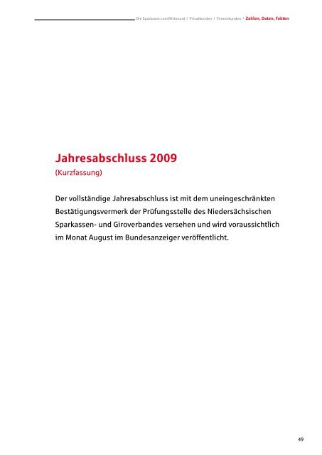 Unser Jahresbericht 2009 - Sparkasse LeerWittmund