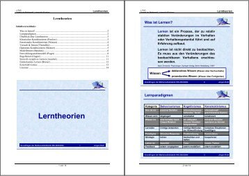 Lerntheorien - Lehrstuhl für Didaktik der Mathematik - Universität ...