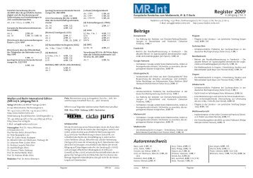 Register MR-Int 2009 (pdf - Medien und Recht