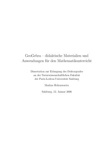 GeoGebra – didaktische Materialien und Anwendungen für den ...