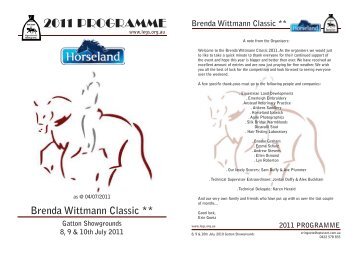 2011 PROGRAMME Brenda Wittmann Classic - Equestrian ...