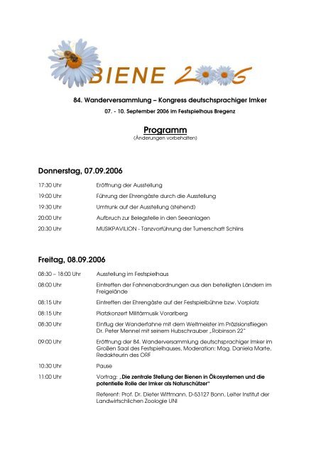 Programm - Vorarlberger Imkerverband