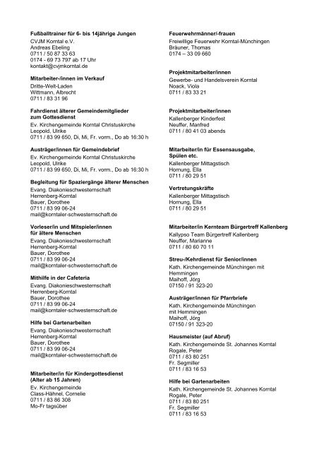 Katalog für Ehrenamt ZEITweise - Freiwilligenagentur Korntal ...