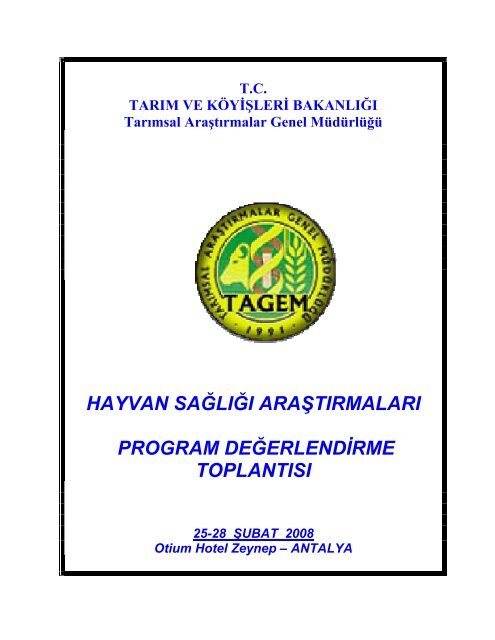 hayvan sağlığı araştırmaları program değerlendirme toplantısı - Tagem