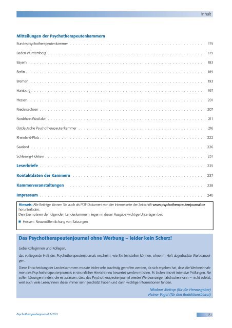 Psychotherapeutenjournal 2/2011 - medhochzwei Verlag GmbH