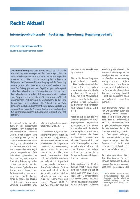 Psychotherapeutenjournal 2/2011 - medhochzwei Verlag GmbH