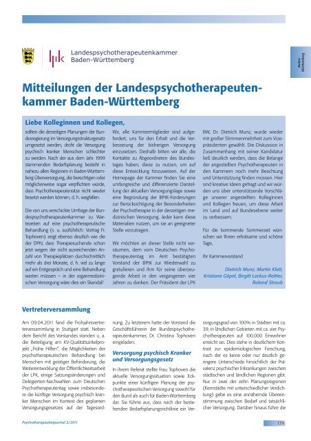 Psychotherapeutenjournal 2/2011 - medhochzwei Verlag GmbH