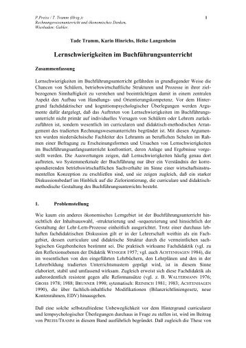 Lernschwierigkeiten im Buchführungsunterricht - Institut für Berufs ...