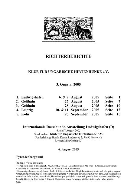 Richterberichte Quartal 2-2004 - Klub für Ungarische Hirtenhunde