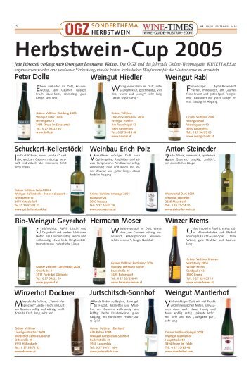 SONDERTHEMA: HERBSTWEIN - Forum Gastronomie
