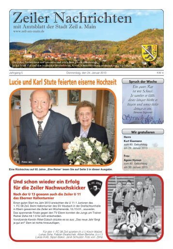 Lucie und Karl Stute feierten eiserne Hochzeit - Stadt Zeil a. Main