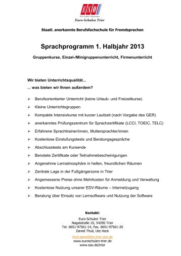 Sprachprogramm 2013 - Euro-Schulen Trier