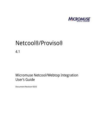 Micromuse Netcool/Webtop Integration User Guide - e IBM Tivoli ...