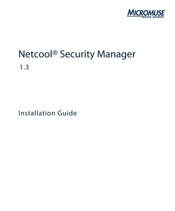 Netcool Security Manager Installation Guide 1.3 - e IBM Tivoli ...