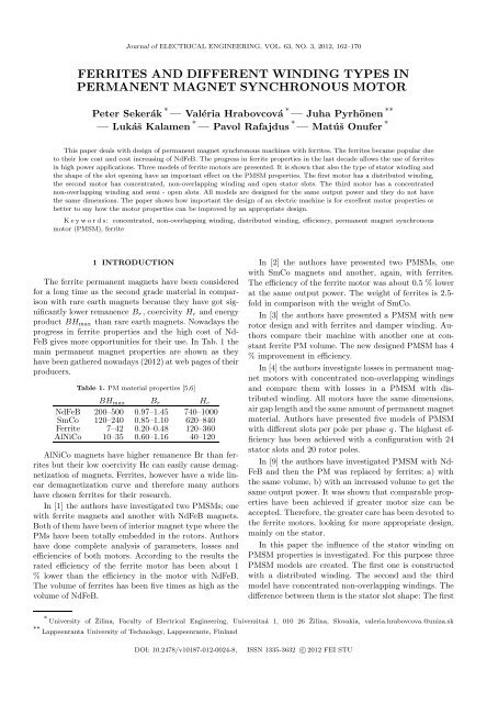 ferrites and different winding types in permanent magnet ...