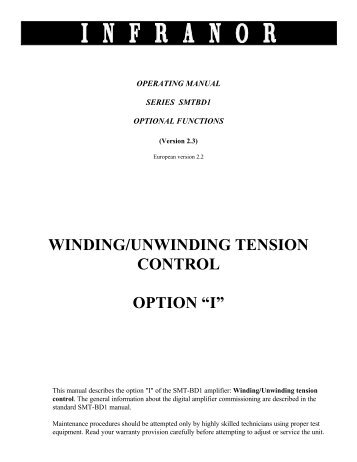 winding/unwinding tension control option - Infranor USA