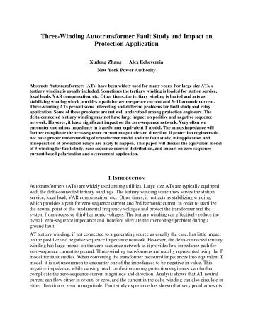 Three-Winding Autotransformer Fault Study and Impact on ...