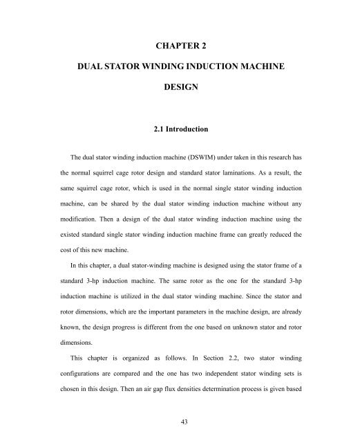 an investigation of dual stator winding induction machines