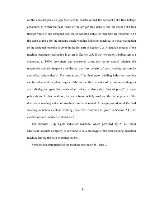 an investigation of dual stator winding induction machines