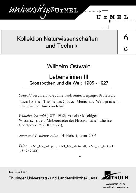 Kollektion Naturwissenschaften und Technik Wilhelm Ostwald ...