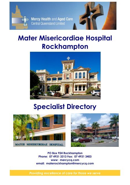 Mater Misericordiae Hospital Rockhampton Specialist Directory