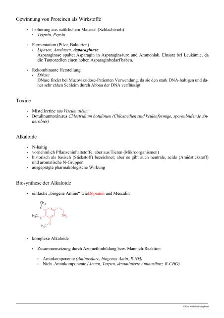 Vorlesung Pharmazeutische Biologie Derivate des Stickstoff ...