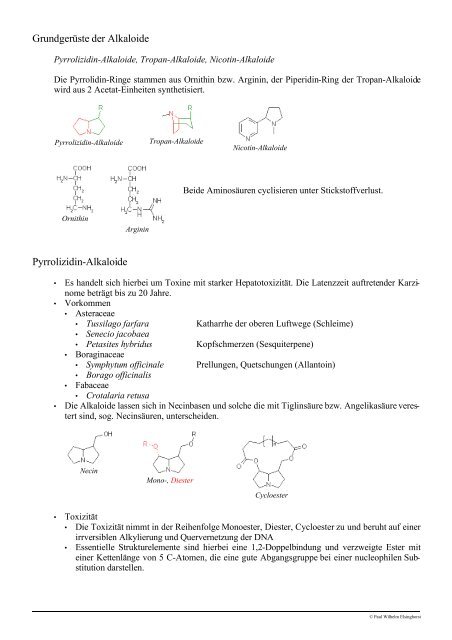 Vorlesung Pharmazeutische Biologie Derivate des Stickstoff ...