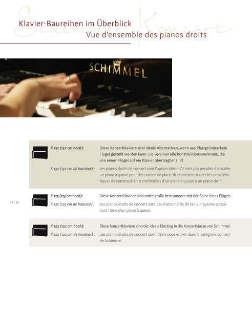 Catalogue des pianos SCHIMMEL série KONZERT téléchargeable au