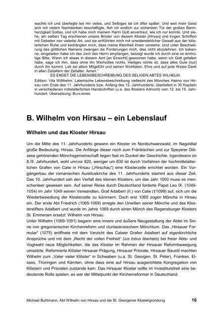 Abt Wilhelm von Hirsau und die St. Georgener Klostergründung