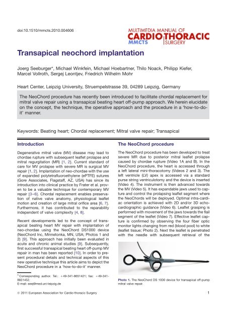 Transapical neochord implantation - Multimedia Manual Cardio ...