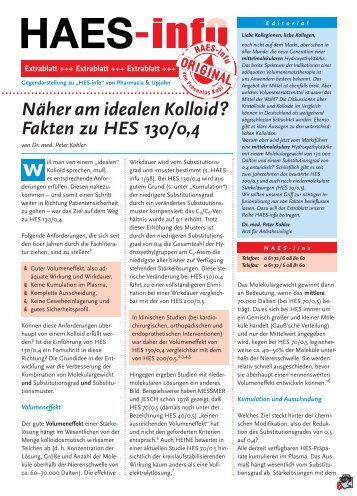 Näher am idealen Kolloid? Fakten zu HES 130/0,4 - Makro- und Mikro