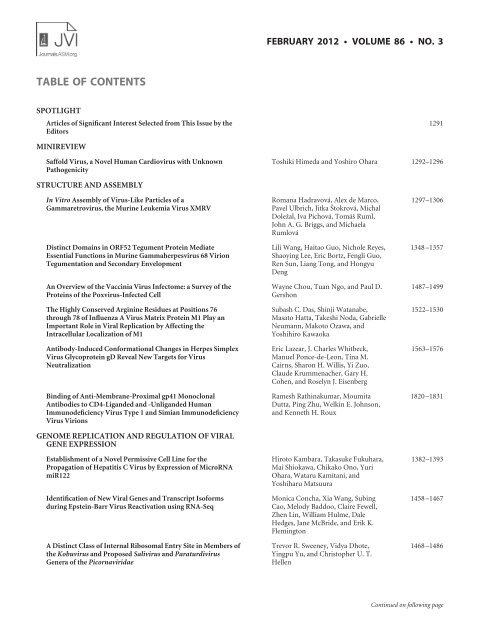 Table of Contents (pdf) - American Society for Microbiology