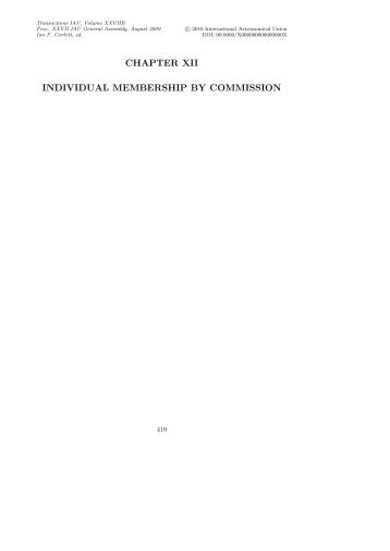 CHAPTER XII INDIVIDUAL MEMBERSHIP BY COMMISSION - IAU