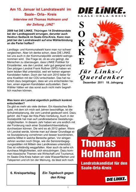 Am 15. Januar ist Landratswahl im Saale– Orla– Kreis - DIE LINKE ...