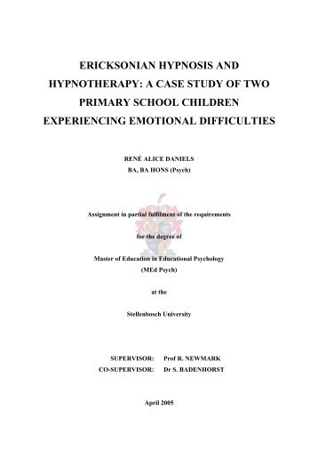 Ericksonian hypnosis and hypnotherapy : a case study of two ...