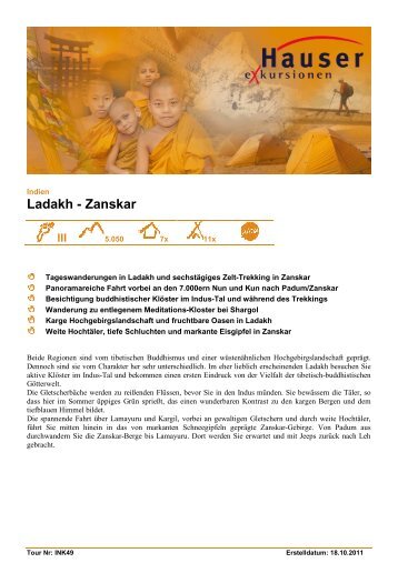 Ladakh - Zanskar - Hauser exkursionen